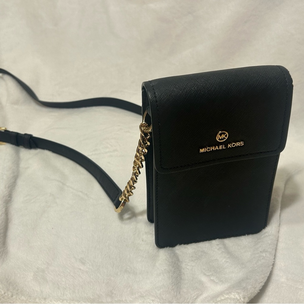 Michael Kors Black Crossbody with Gold Chain